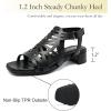 imageWomens Chunky Heeled Sandals  Block Low Heels Summer Ankle Strappy Square Open Toe Dressy Wedding Sandals for WomenBlack 091