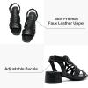 imageWomens Chunky Heeled Sandals  Block Low Heels Summer Ankle Strappy Square Open Toe Dressy Wedding Sandals for WomenBlack 091