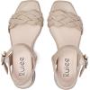 imageWomens Chunky Heeled Sandals  Block Low Heels Summer Ankle Strappy Square Open Toe Dressy Wedding Sandals for WomenTan 087