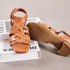 imageWomens Chunky Heeled Sandals  Block Low Heels Summer Ankle Strappy Square Open Toe Dressy Wedding Sandals for WomenTan 090