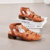 imageWomens Chunky Heeled Sandals  Block Low Heels Summer Ankle Strappy Square Open Toe Dressy Wedding Sandals for WomenTan 090