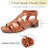 imageWomens Chunky Heeled Sandals  Block Low Heels Summer Ankle Strappy Square Open Toe Dressy Wedding Sandals for WomenTan 090