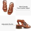 imageWomens Chunky Heeled Sandals  Block Low Heels Summer Ankle Strappy Square Open Toe Dressy Wedding Sandals for WomenTan 091
