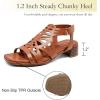 imageWomens Chunky Heeled Sandals  Block Low Heels Summer Ankle Strappy Square Open Toe Dressy Wedding Sandals for WomenTan 091