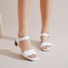 imageWomens Chunky Heeled Sandals  Block Low Heels Summer Ankle Strappy Square Open Toe Dressy Wedding Sandals for WomenWhite 087