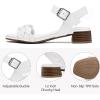 imageWomens Chunky Heeled Sandals  Block Low Heels Summer Ankle Strappy Square Open Toe Dressy Wedding Sandals for WomenWhite 087