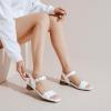 imageWomens Chunky Heeled Sandals  Block Low Heels Summer Ankle Strappy Square Open Toe Dressy Wedding Sandals for WomenWhite 087