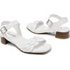imageWomens Chunky Heeled Sandals  Block Low Heels Summer Ankle Strappy Square Open Toe Dressy Wedding Sandals for WomenWhite 087