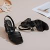 imageWomens Chunky Heeled Sandals  Square Open Toe Ankle Strappy Dressy Pump Heels Wedding Party Shoes for WomenBlack 084