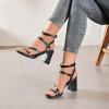 imageWomens Chunky Heeled Sandals  Square Open Toe Ankle Strappy Dressy Pump Heels Wedding Party Shoes for WomenBlack 092
