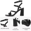 imageWomens Chunky Heeled Sandals  Square Open Toe Ankle Strappy Dressy Pump Heels Wedding Party Shoes for WomenBlack 092