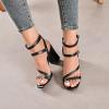 imageWomens Chunky Heeled Sandals  Square Open Toe Ankle Strappy Dressy Pump Heels Wedding Party Shoes for WomenBlack 092