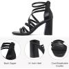 imageWomens Chunky Heeled Sandals  Square Open Toe Ankle Strappy Dressy Pump Heels Wedding Party Shoes for WomenBlack 094
