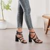 imageWomens Chunky Heeled Sandals  Square Open Toe Ankle Strappy Dressy Pump Heels Wedding Party Shoes for WomenBlack 094