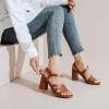 imageWomens Chunky Heeled Sandals  Square Open Toe Ankle Strappy Dressy Pump Heels Wedding Party Shoes for WomenBrown 084