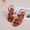 imageWomens Chunky Heeled Sandals  Square Open Toe Ankle Strappy Dressy Pump Heels Wedding Party Shoes for WomenBrown 084