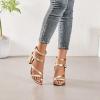 imageWomens Chunky Heeled Sandals  Square Open Toe Ankle Strappy Dressy Pump Heels Wedding Party Shoes for WomenGold 092