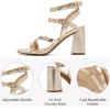 imageWomens Chunky Heeled Sandals  Square Open Toe Ankle Strappy Dressy Pump Heels Wedding Party Shoes for WomenGold 092