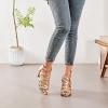 imageWomens Chunky Heeled Sandals  Square Open Toe Ankle Strappy Dressy Pump Heels Wedding Party Shoes for WomenGold 094