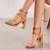 imageWomens Chunky Heeled Sandals  Square Open Toe Ankle Strappy Dressy Pump Heels Wedding Party Shoes for WomenTan 092