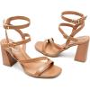 imageWomens Chunky Heeled Sandals  Square Open Toe Ankle Strappy Dressy Pump Heels Wedding Party Shoes for WomenTan 092