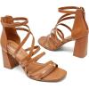 imageWomens Chunky Heeled Sandals  Square Open Toe Ankle Strappy Dressy Pump Heels Wedding Party Shoes for WomenTan 094