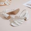 imageWomens Chunky Heeled Sandals  Square Open Toe Ankle Strappy Dressy Pump Heels Wedding Party Shoes for WomenWhite 084