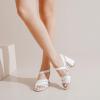imageWomens Chunky Heeled Sandals  Square Open Toe Ankle Strappy Dressy Pump Heels Wedding Party Shoes for WomenWhite 084