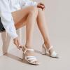 imageWomens Chunky Heeled Sandals  Square Open Toe Ankle Strappy Dressy Pump Heels Wedding Party Shoes for WomenWhite 084