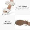 imageWomens Heels Braided Heeled Sandals Squear Open Toe Slides Sandals Slip on Chunky Heel Sandals Dressy Summer Shoes for WomenBeige 085