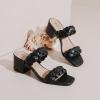 imageWomens Heels Braided Heeled Sandals Squear Open Toe Slides Sandals Slip on Chunky Heel Sandals Dressy Summer Shoes for WomenBlack 085