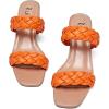 imageWomens Heels Braided Heeled Sandals Squear Open Toe Slides Sandals Slip on Chunky Heel Sandals Dressy Summer Shoes for WomenOrange 085