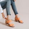 imageWomens Heels Braided Heeled Sandals Squear Open Toe Slides Sandals Slip on Chunky Heel Sandals Dressy Summer Shoes for WomenOrange 085