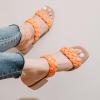 imageWomens Heels Braided Heeled Sandals Squear Open Toe Slides Sandals Slip on Chunky Heel Sandals Dressy Summer Shoes for WomenOrange 085