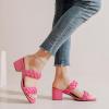 imageWomens Heels Braided Heeled Sandals Squear Open Toe Slides Sandals Slip on Chunky Heel Sandals Dressy Summer Shoes for WomenPink 085