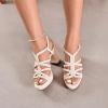 imageWomens Platform Heels Chunky Heeled Sandals Ankle Strappy Round Open Toe Dressy Shoes Wedding Party High Pump Heels for WomenBeige 093