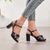 imageWomens Platform Heels Chunky Heeled Sandals Ankle Strappy Round Open Toe Dressy Shoes Wedding Party High Pump Heels for WomenBlack 086