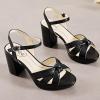 imageWomens Platform Heels Chunky Heeled Sandals Ankle Strappy Round Open Toe Dressy Shoes Wedding Party High Pump Heels for WomenBlack 086