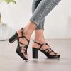 imageWomens Platform Heels Chunky Heeled Sandals Ankle Strappy Round Open Toe Dressy Shoes Wedding Party High Pump Heels for WomenBlack 093