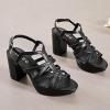 imageWomens Platform Heels Chunky Heeled Sandals Ankle Strappy Round Open Toe Dressy Shoes Wedding Party High Pump Heels for WomenBlack 093