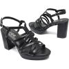imageWomens Platform Heels Chunky Heeled Sandals Ankle Strappy Round Open Toe Dressy Shoes Wedding Party High Pump Heels for WomenBlack 093