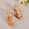 imageWomens Platform Heels Chunky Heeled Sandals Ankle Strappy Round Open Toe Dressy Shoes Wedding Party High Pump Heels for WomenTan 093