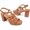 imageWomens Platform Heels Chunky Heeled Sandals Ankle Strappy Round Open Toe Dressy Shoes Wedding Party High Pump Heels for WomenTan 093