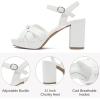 imageWomens Platform Heels Chunky Heeled Sandals Ankle Strappy Round Open Toe Dressy Shoes Wedding Party High Pump Heels for WomenWhite 086