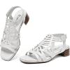 imageWomens Chunky Heeled Sandals  Block Low Heels Summer Ankle Strappy Square Open Toe Dressy Wedding Sandals for WomenBeige 091
