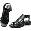 imageWomens Chunky Heeled Sandals  Block Low Heels Summer Ankle Strappy Square Open Toe Dressy Wedding Sandals for WomenBlack 091