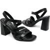 imageWomens Chunky Heeled Sandals  Square Open Toe Ankle Strappy Dressy Pump Heels Wedding Party Shoes for WomenBlack 084