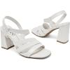 imageWomens Chunky Heeled Sandals  Square Open Toe Ankle Strappy Dressy Pump Heels Wedding Party Shoes for WomenWhite 084