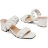 imageWomens Heels Braided Heeled Sandals Squear Open Toe Slides Sandals Slip on Chunky Heel Sandals Dressy Summer Shoes for WomenBeige 085