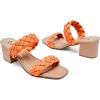 imageWomens Heels Braided Heeled Sandals Squear Open Toe Slides Sandals Slip on Chunky Heel Sandals Dressy Summer Shoes for WomenOrange 085